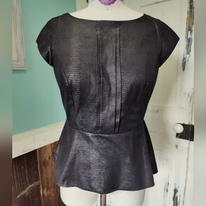ABS Platinum Black Velvety Metallic Snake Print Top size L